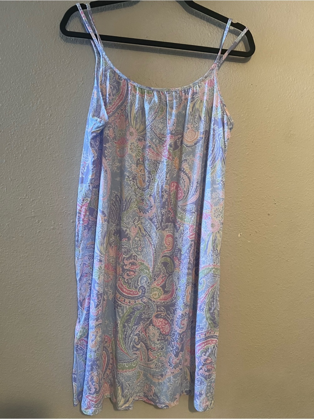 Lauren Ralph Lauren Double Strap Button V-Neck Gown Blue Paisley Size Medium M - Picture 3 of 6
